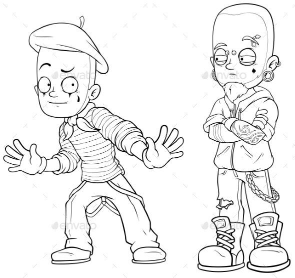 GraphicRiver Cartoon Mime Punk with Piercing Character Set 21015345 GraphicRiver Cartoon Mime Punk with Piercing Character Set 21015345