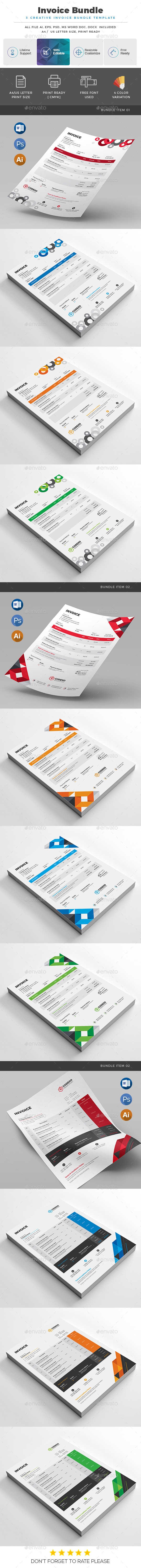 Invoice Bundle 3 in 1 - Stationery Print Templates