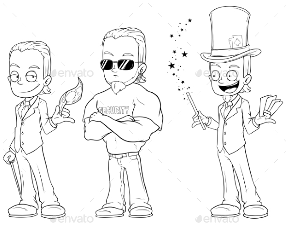 GraphicRiver Cartoon Magician Security Character Vector Set 21015348 GraphicRiver Cartoon Magician Security Character Vector Set 21015348