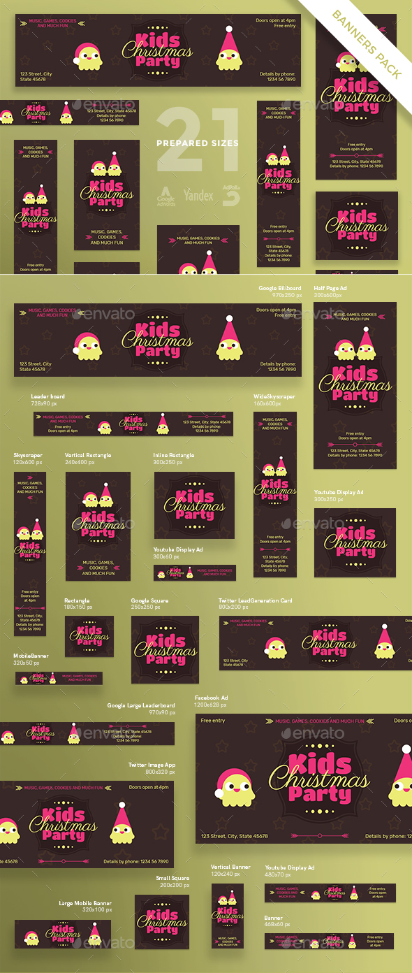 GraphicRiver Kids Christmas Party Banner Pack 21015823 GraphicRiver Kids Christmas Party Banner Pack 21015823