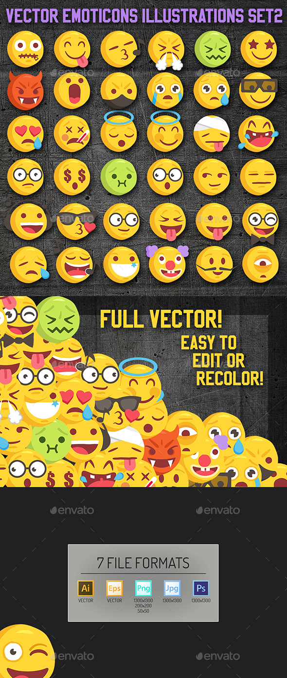 36 Rough Sketch Vector Emoji Set2 - Decorative Symbols Decorative