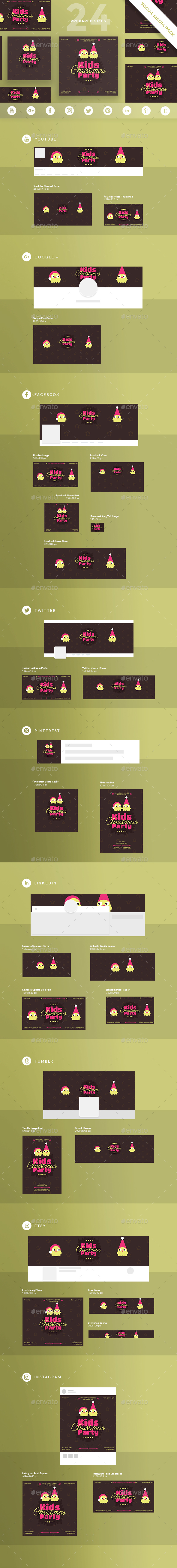 Kids Christmas Party Social Media Pack - Miscellaneous Social Media