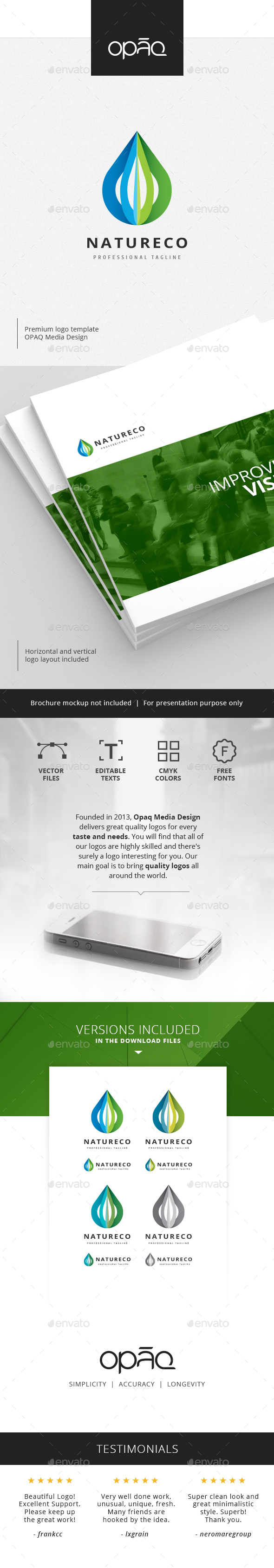 Ecologic Leaf Drop Logo - Nature Logo Templates