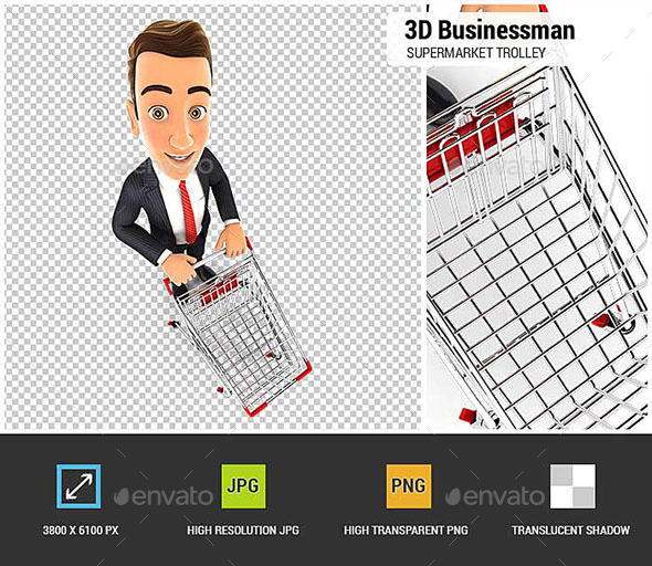 GraphicRiver 3D Businessman Empty Supermarket Trolley 21016446 GraphicRiver 3D Businessman Empty Supermarket Trolley 21016446