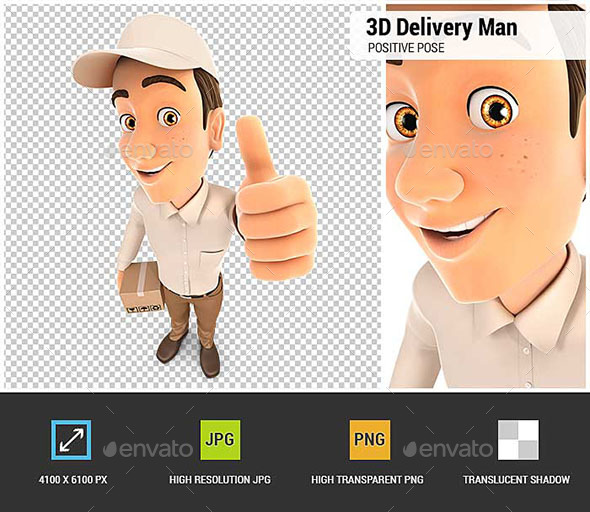 GraphicRiver 3D Delivery Man Positive Pose with Thumb Up 21016467 GraphicRiver 3D Delivery Man Positive Pose with Thumb Up 21016467