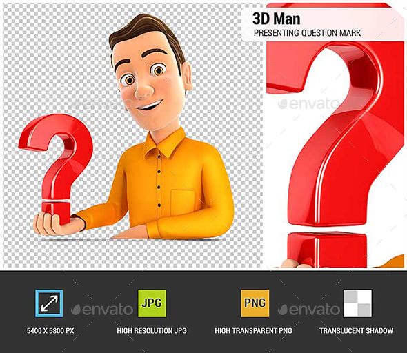 GraphicRiver 3D Man Presenting Question Mark 21016578 GraphicRiver 3D Man Presenting Question Mark 21016578
