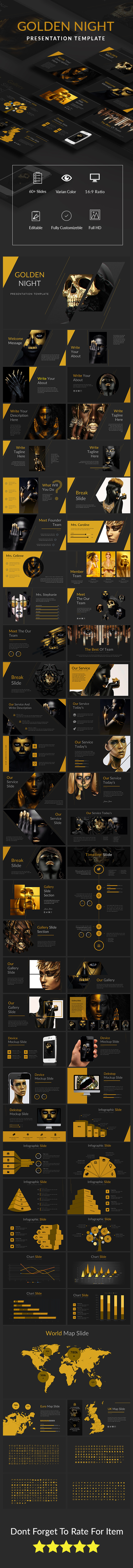 Golden Night Presentation Template - Keynote Templates Presentation Templates