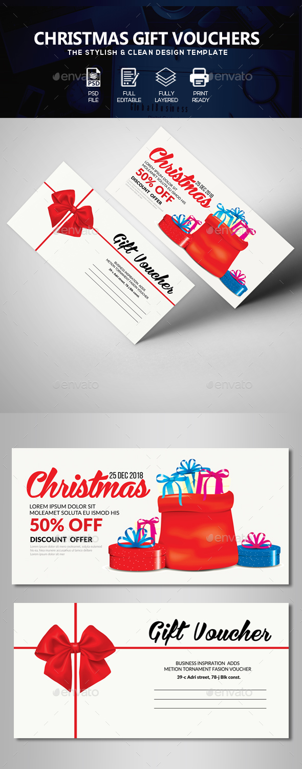 Marry Christmas Gift Voucher - Cards & Invites Print Templates