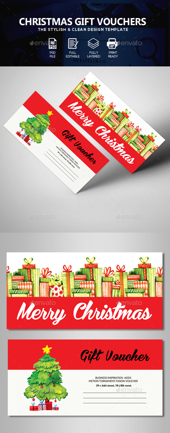 Marry Christmas Gift Voucher - Cards & Invites Print Templates