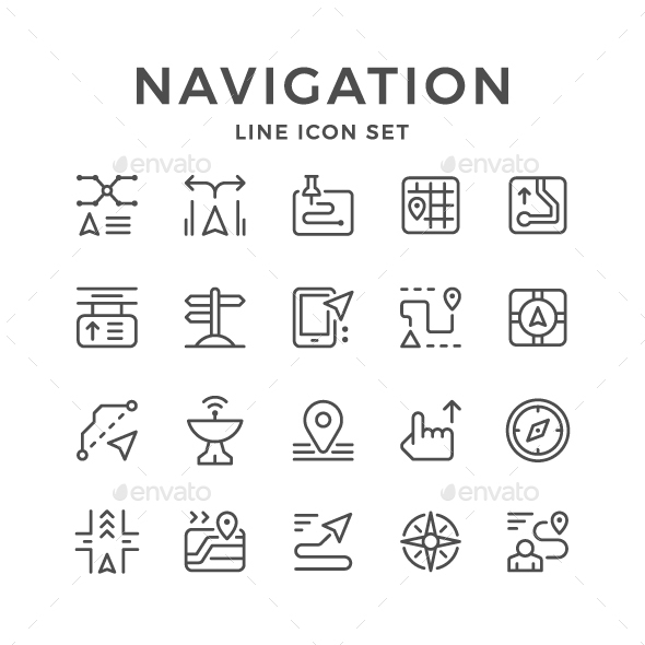 GraphicRiver Set Line Icons of Navigation 21018068 GraphicRiver Set Line Icons of Navigation 21018068