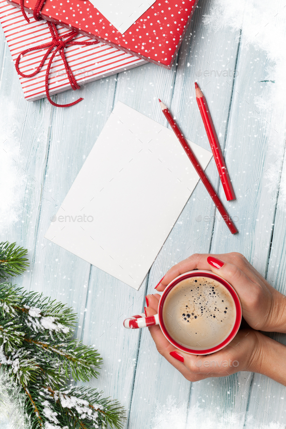Christmas greeting card and gift boxes - Stock Photo - Images