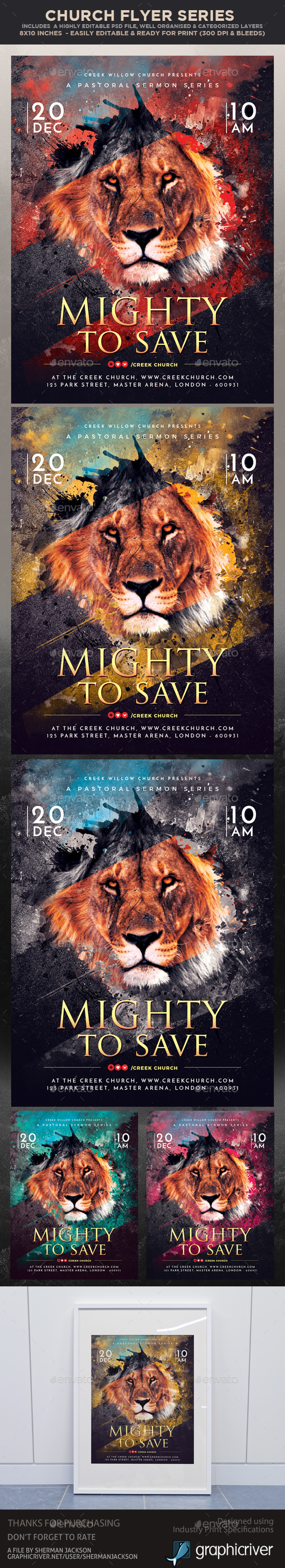 Church Themed Event Flyer - Mighty to Save - Church Flyers