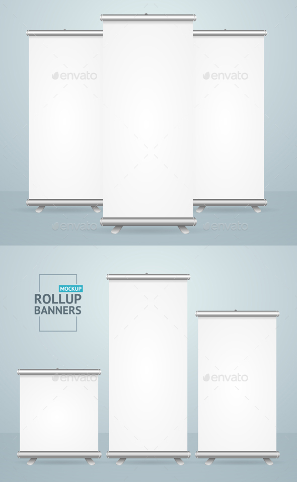 GraphicRiver Realistic Detailed 3D Template Blank White Roll Up Banner 21018610