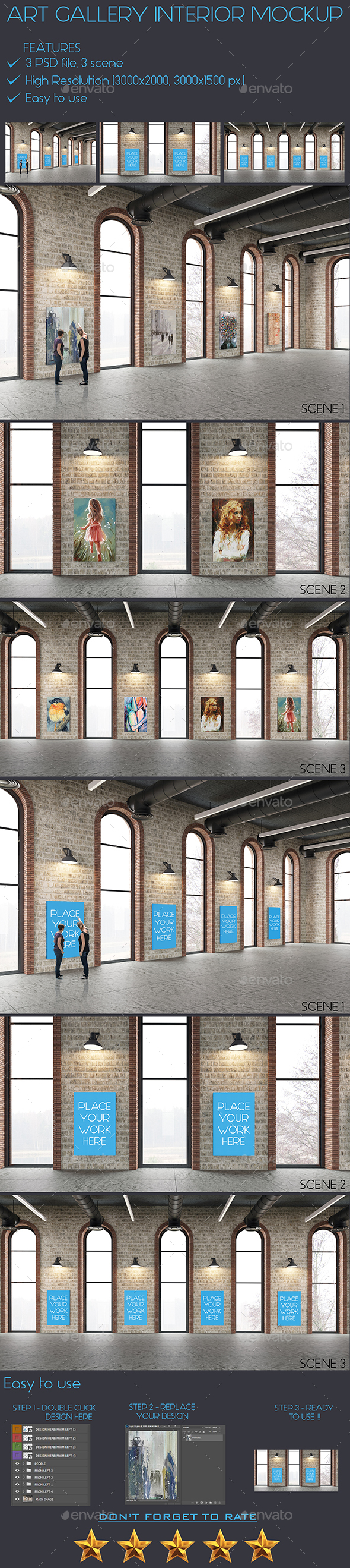 Art Gallery Interior Painting Mockup - Posters Print