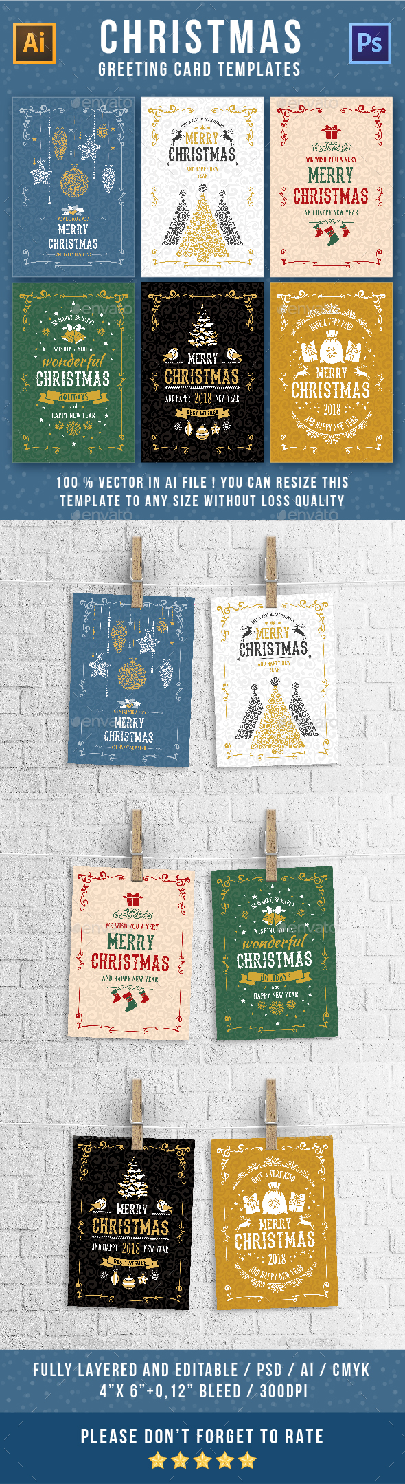 GraphicRiver Christmas Greeting Cards Templates Set 21018951 GraphicRiver Christmas Greeting Cards Templates Set 21018951