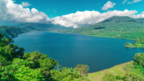 Clouds on Lake Lake Buyan and Tamblingan on Bali Island, Stock Footage