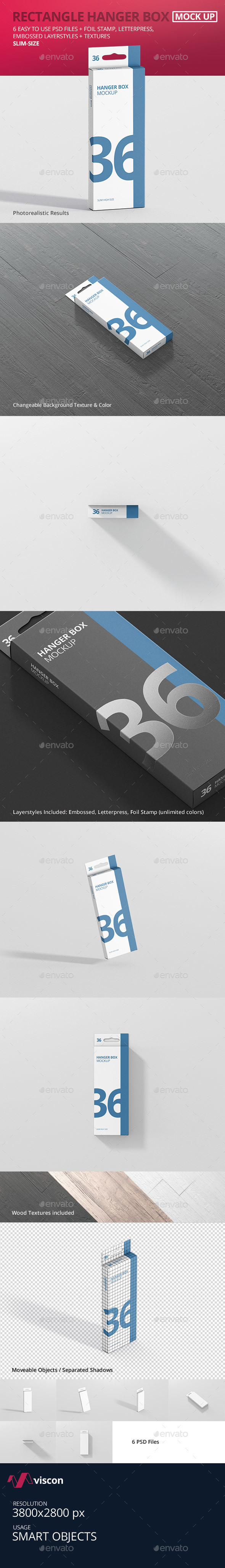 Box Mockup - Rectangle Slim High with Hanger - Miscellaneous Packaging