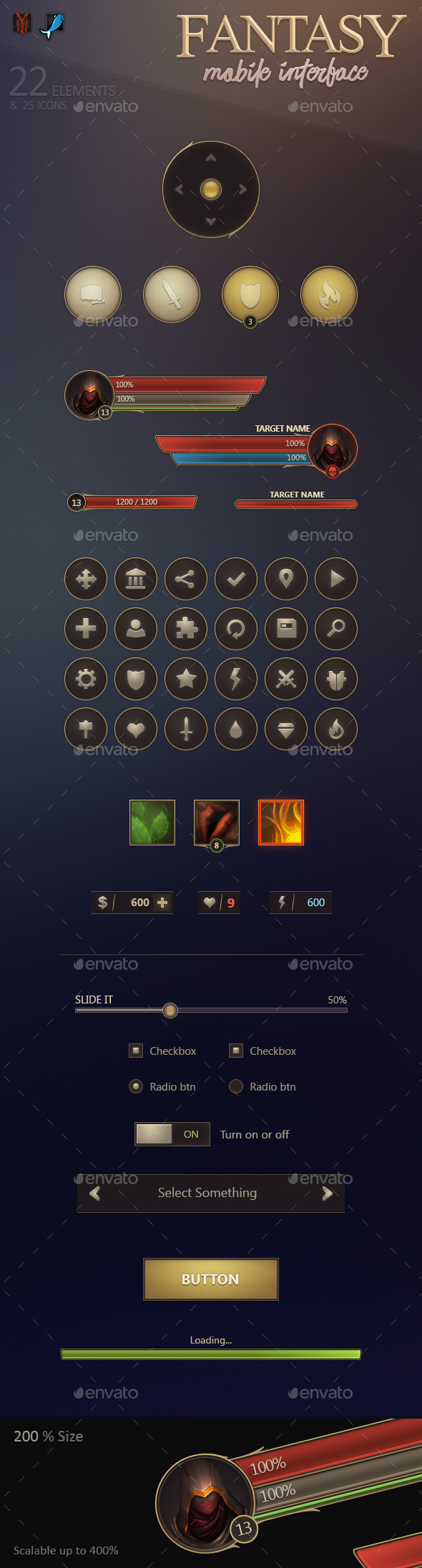 Fantasy Mobile Interface - User Interfaces Game Assets