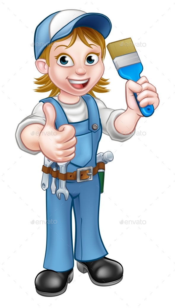 GraphicRiver Cartoon Woman Painter Decorator Character 21020975 GraphicRiver Cartoon Woman Painter Decorator Character 21020975