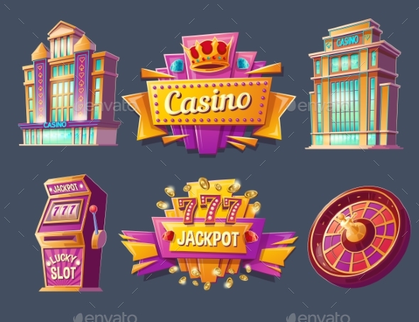 Icons of Casino Buildings and Signboards - Industries Business