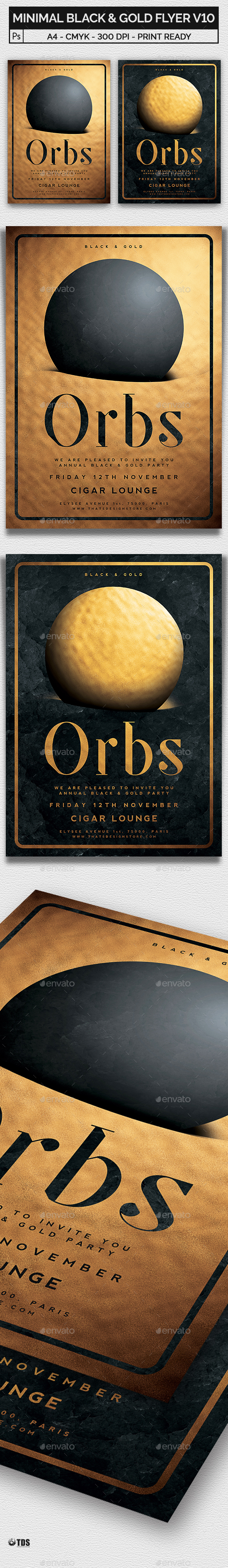 Minimal Black and Gold Flyer Template V10 - Clubs & Parties Events