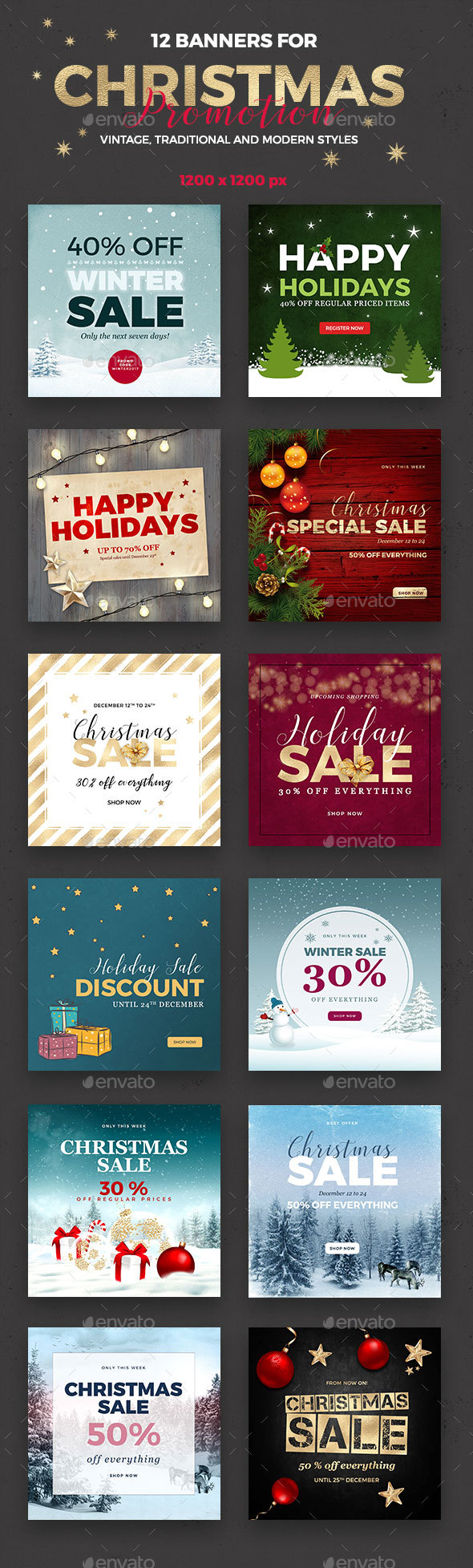 12 Christmas Banner - Social Media Web Elements