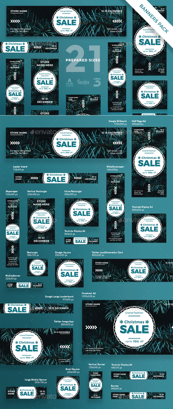 Christmas Sale Banner Pack - Banners & Ads Web Elements
