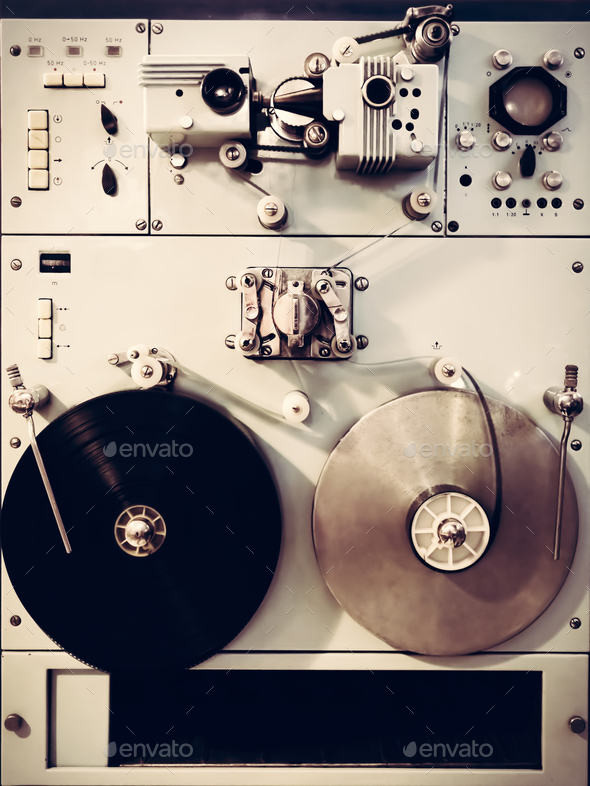 Antique recording machine with film tapes