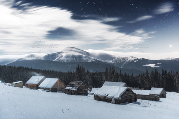 Night landscape glowing by milky way - Stock Photo - Images