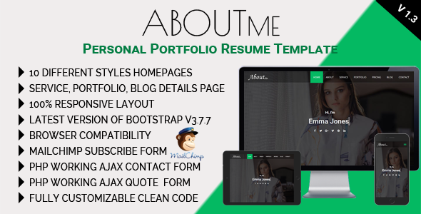 AboutMe - Personal Portfolio Resume Template - Personal Site Templates