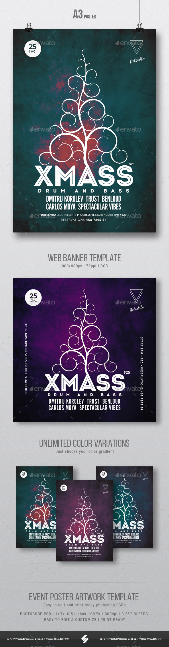 Xmass - Party Flyer / Poster Artwork Template A3 - Clubs & Parties Events