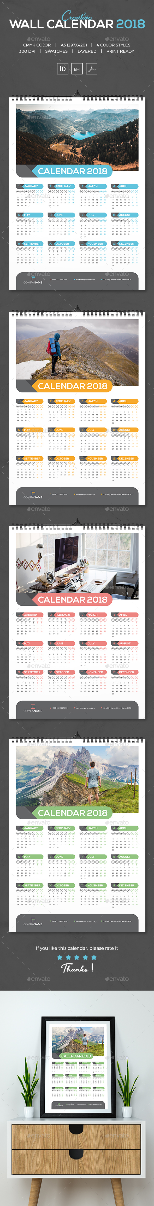 GraphicRiver Wall Calendar 2018 21023536