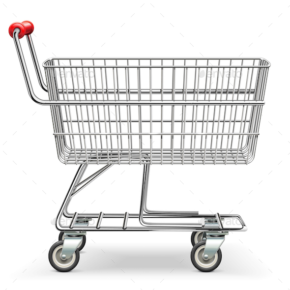Vector Empty Supermarket Cart - Retail Commercial / Shopping