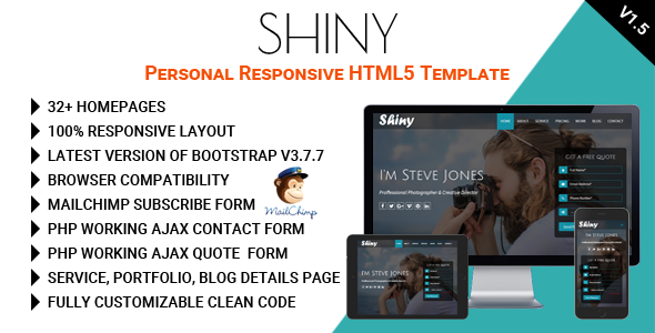 Shiny - Personal Responsive HTML5 Template - Personal Site Templates