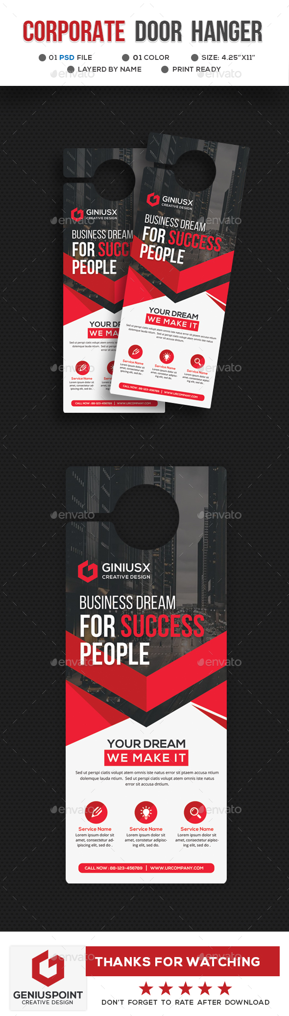 Corporate Door Hanger Template - Miscellaneous Print Templates