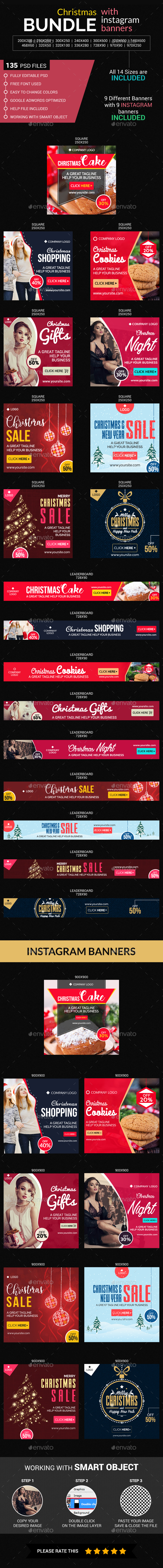 Christmas and instagram Bundle (9 sets) - Banners & Ads Web Elements