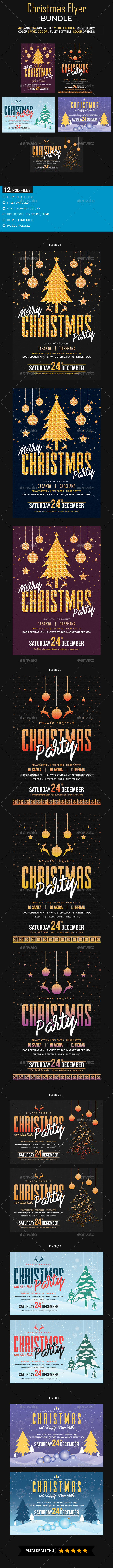 Christmas Flyer Bundle_02 (5 sets) - Holidays Events
