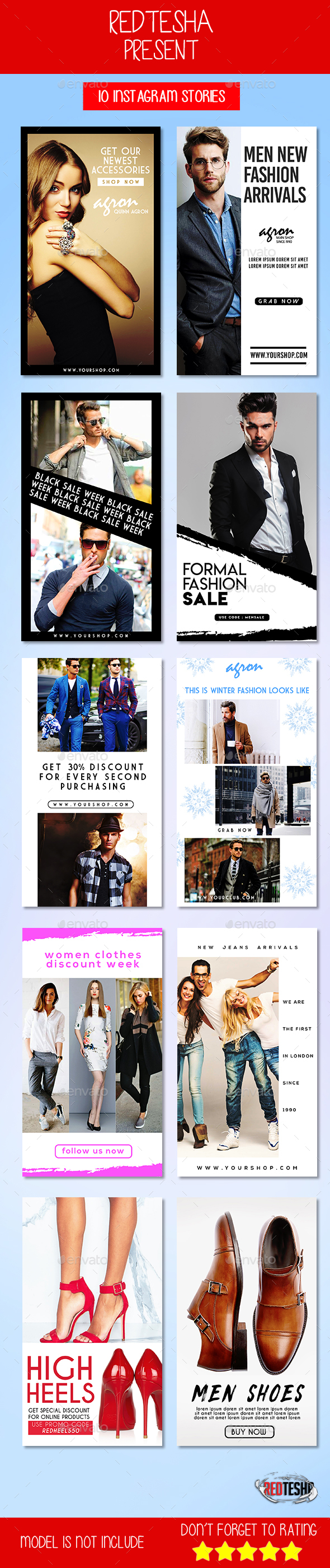 10 Instagram Stories - Social Media Web Elements