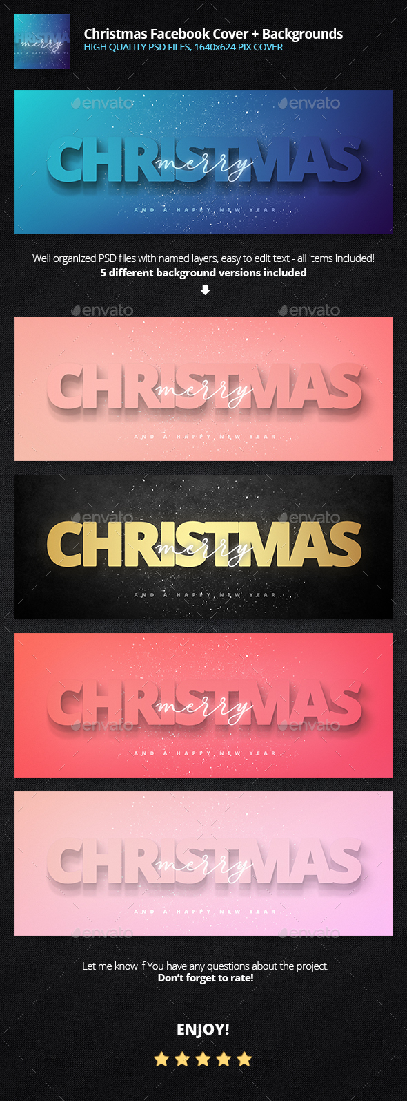 Christmas Facebook Cover + 5 in 1 - Facebook Timeline Covers Social Media
