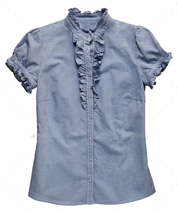 blue jean ruffle shirt