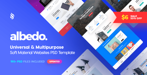 Albedo - Universal and Multipurpose Soft Material PSD Template - Creative PSD Templates