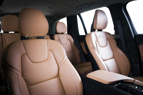 Luxury car inside. Interior of prestige modern car. - Stock Photo - Images