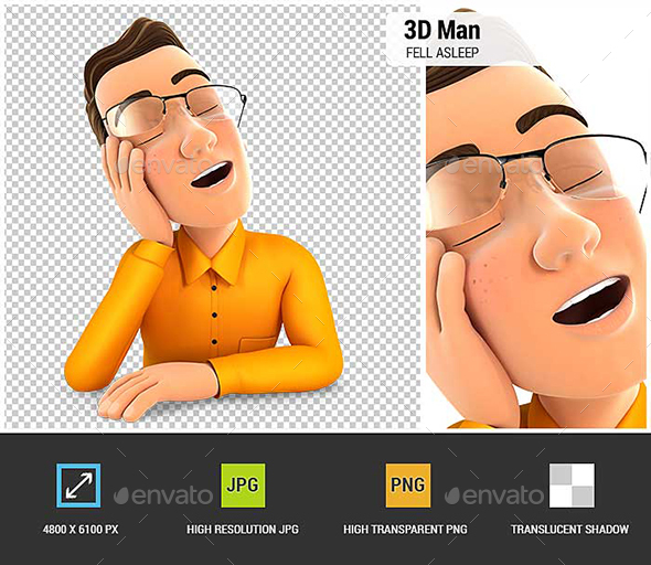 GraphicRiver 3D Man Fell Asleep Leaning on his Hand 21027659 GraphicRiver 3D Man Fell Asleep Leaning on his Hand 21027659