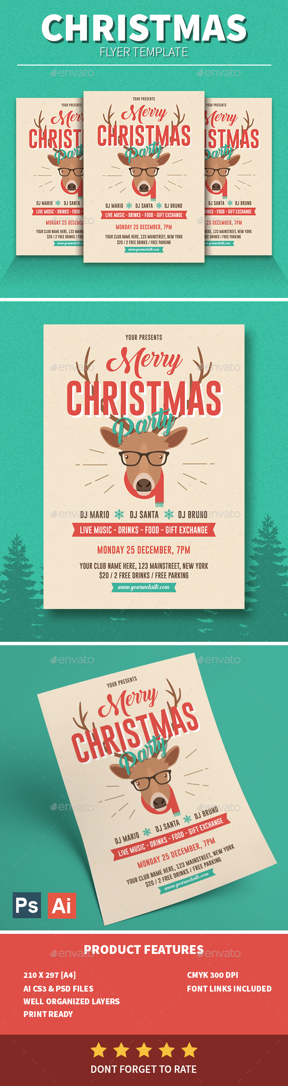 GraphicRiver Retro Christmas Party Flyer 21028349 GraphicRiver Retro Christmas Party Flyer 21028349