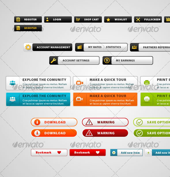 19 web button - modern style collection - Buttons Web Elements