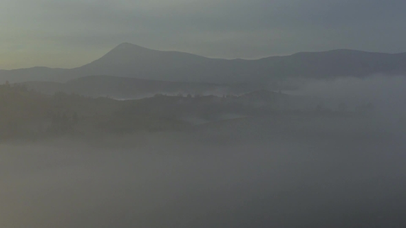 Beauty Fog in Carpathian Mountains