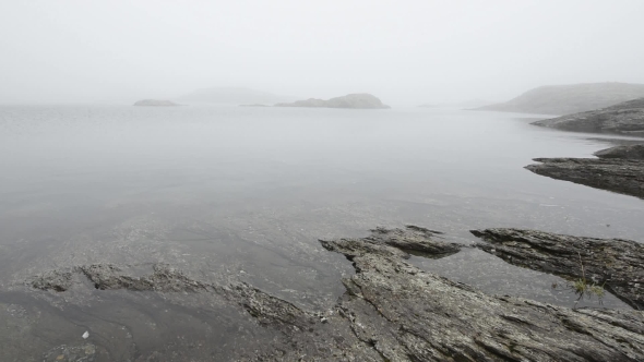 Typical Norwegian Landscape with Clear Lake