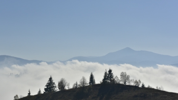 Beauty Fog in Carpathian Mountains