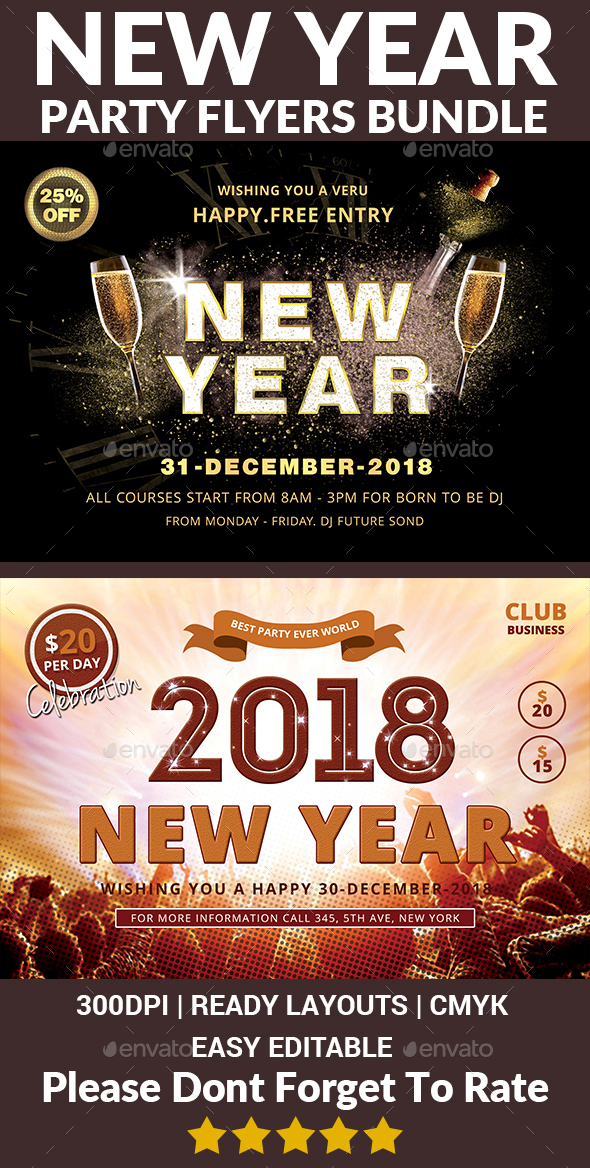 New Year Party Flyers Bundle - Events Flyers