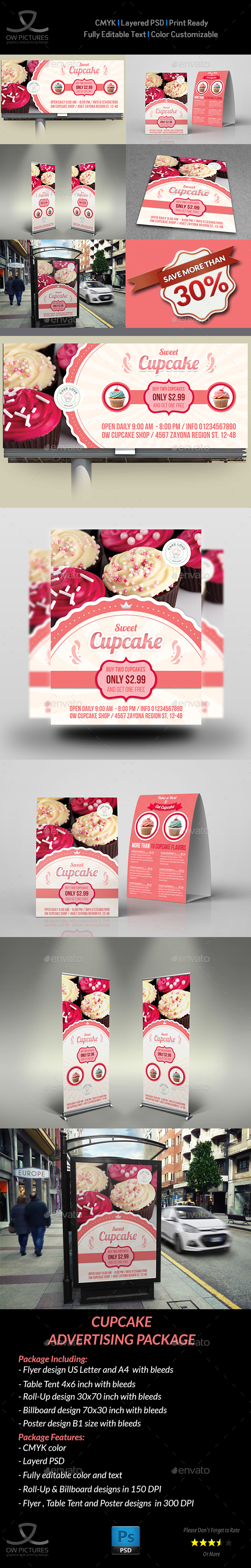 Cupcake Advertising Bundle - Signage Print Templates
